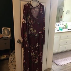 Maroon floral maxi dress
